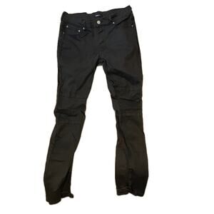 Novamen Slim Fit Ankle Zip Black Jeans Mens 34x31